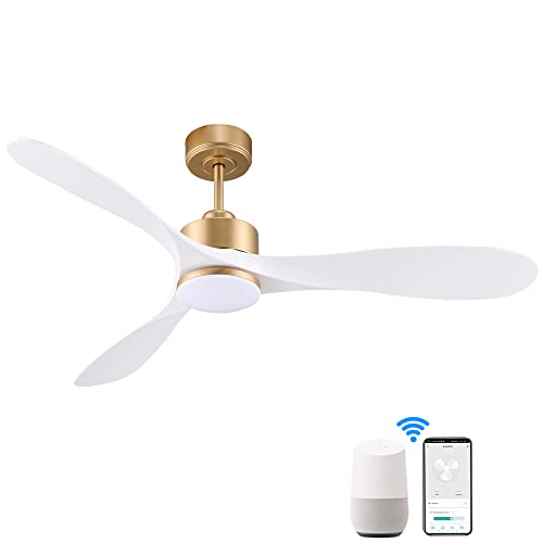 52” Smart Gold White Ceiling Fans with Lights Remote