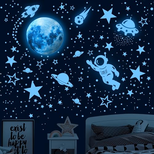 Glowing Solar System Stars Wall Decals for Kids Bedroom" - Nouata