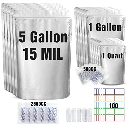 55 Pack Mylar Bags for Long Term Food Storage