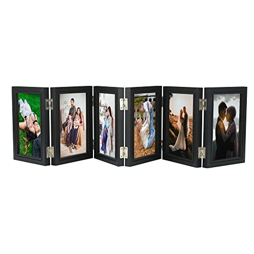 6-Fold Hinged 5*7 Inch Wood Picture Frame - Rustic Family Photo Collage