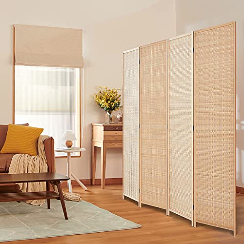 6 FT Tall Bamboo Room Divider - 4 Panel