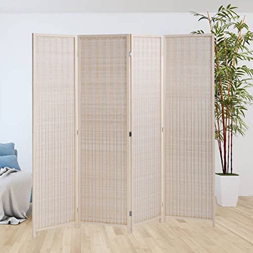 Natural Bamboo 6ft Tall 4-Panel Room Divider for Privacy Screens