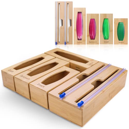 Royal Craft Wood Bamboo Ziplock Bag Storage Organizer - Food Storage Bags  Container With Slider - Kitchen Plastic Bags Storage Organization  Compatible For Sandwich & Snack Bags & Reviews