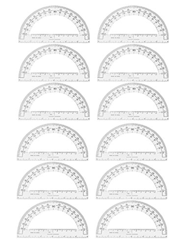 6-Inch Plastic Protractor - Professional Geometrical Protractor - 12-Pack