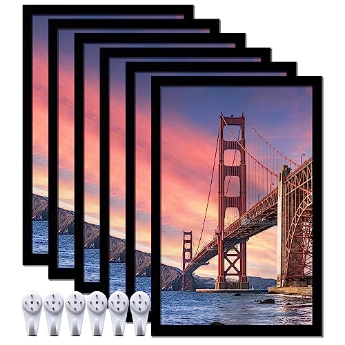 6-Pack 11x17 Picture Frame, High Transparent, Black, Easy Mounting
