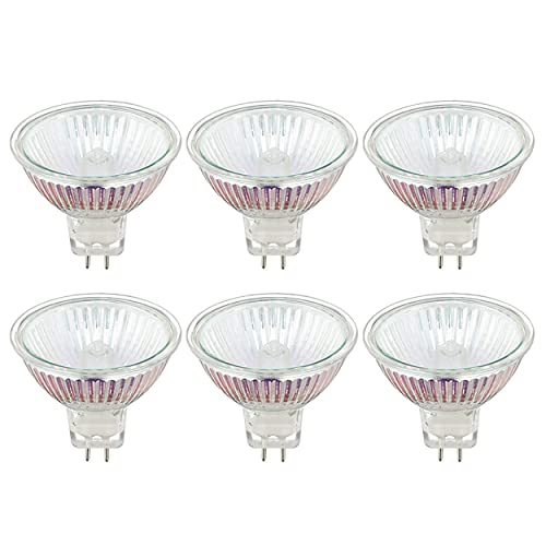 6 Pack Clear MR16 12V 35W GU5.3 Halogen Bulb with UV Glass Cover