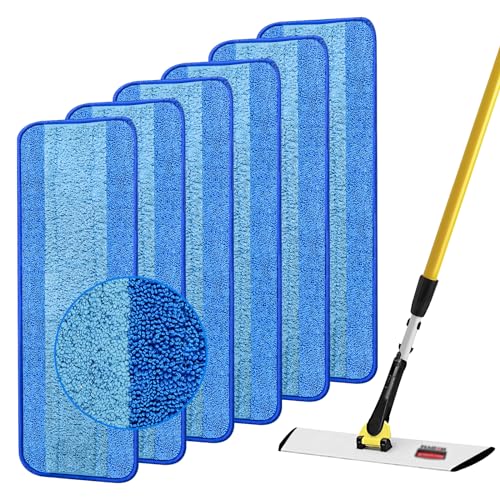 6 Pack Microfiber Mop Pads for Rubbermaid Commercial 18 Inch Mop
