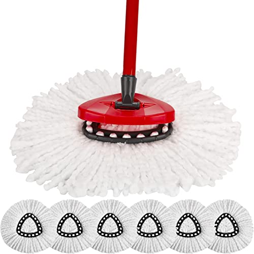 Replacement Microfiber Mop Head Easy Cleaning Wring Refill for Spin Mop 6 Pack, White