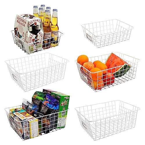 6 Pack Wire Storage Baskets with Handles for Organizing