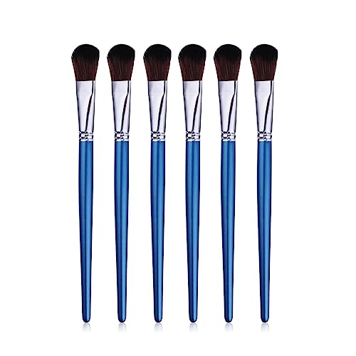 6 Pcs Mop Brush for Acrylic Painting, 1 Inch Oval Blending Brushes Artist Paint Brushes for Acrylic Watercolor Oil Painting Face Body Art, Blue