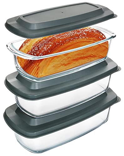 6-Piece Glass Loaf Pan with Lids Set