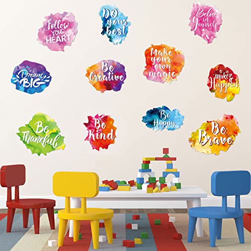 6 Pieces Colorful Inspirational Wall Decal Watercolor Inspirational Quote Wall Sticker Motivational Lettering Sticker for Home Bedroom Bathroom Kitchen Classroom Playroom Kids Decor