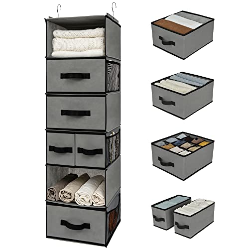 StorageWorks 6-Shelf Hanging Closet Organizers, 3-Pack Large Closet  Organizers with Handles