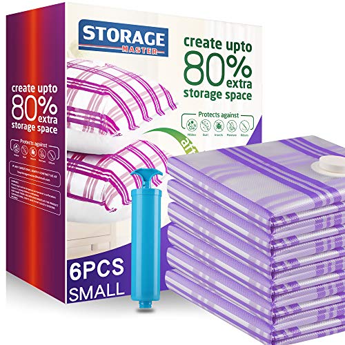 6 Small Vacuum Storage Bags by Storage Master - Save 80% Space