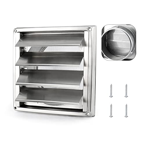 6'' Stainless Steel Dryer Vent Cover with Moving lamella and Screen