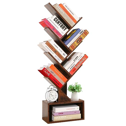 6 Tier Tree Bookshelf Free Standing Bookcase