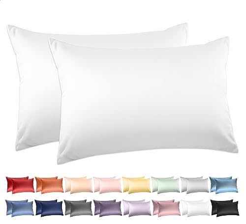 600 Thread Count Cotton King Pillow Cases Set of 2, Deep Dream King Size Pillowcases Percale Weave, 20x36 Inches, Super Soft and Breathable Envelope Closure Pillow Covers (Pure White)