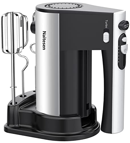 Yomelo 9-Speed Digital Hand Mixer Electric, 400W DC Motor, Hand Mixer Electric Handheld with Snap-On Storage Case, Touch Button, Turbo Boost, 5X