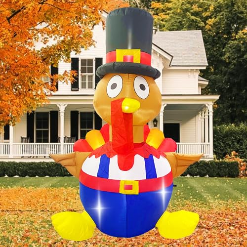 6FT Blow up Yard Décor Giant Cute Tall Lovely Chicken Build-in Led Lights Indoor Outside Holiday Party Garden Lawn