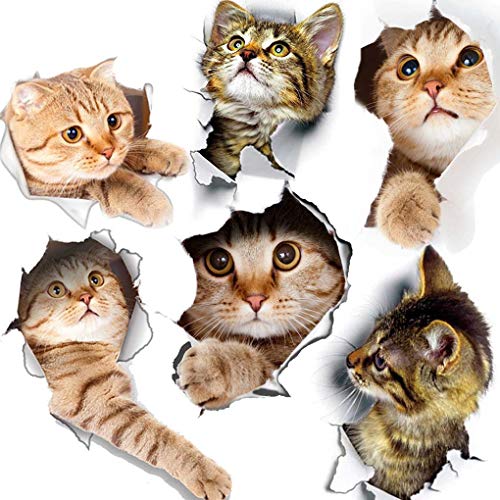 6PCS 3D Wall Stickers Cats Self Adhesive