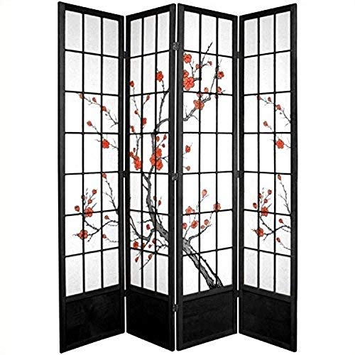 7 ft. Tall Cherry Blossom Shoji Screen - Black