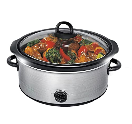 All-Clad Stainless Steel Electric Slow Cooker 7 Quart, Aluminum Insert,  Programmable LCD Screen Digital Timer, SD700350, Silver