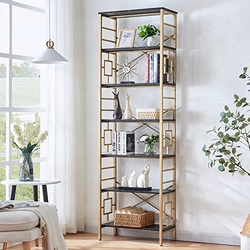 7-Tier Tall Bookshelf Metal Bookcase and Bookshelves