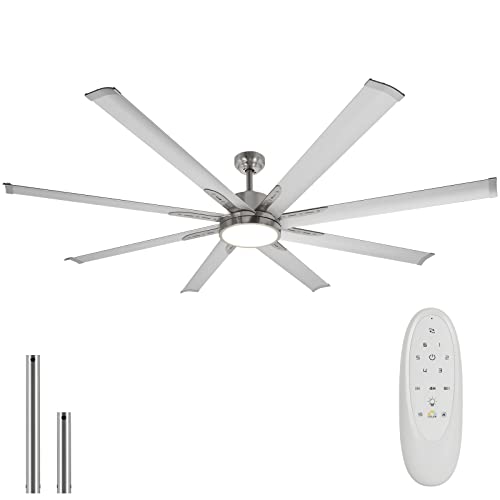 Hykolity 72 Inch LED Ceiling Fan with Remote Control - Brushed Nickel