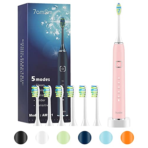 7AM2M Sonic Electric Toothbrush with 6 Brush Heads, Wireless Fast Charge