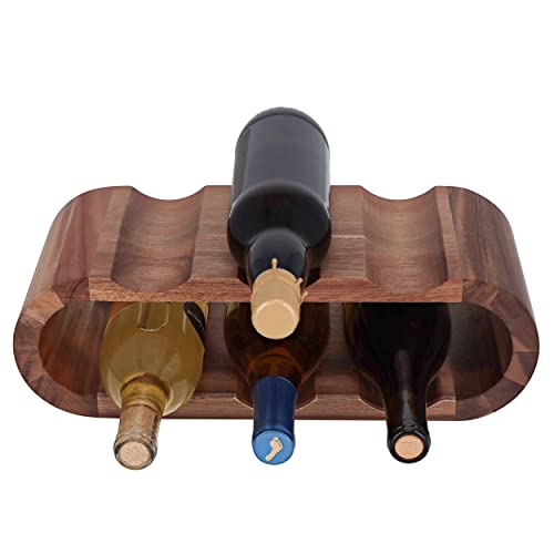 7Penn Wooden Countertop Wine Rack - 6 Bottle Horizontal Acacia Wood Wine Storage Rack