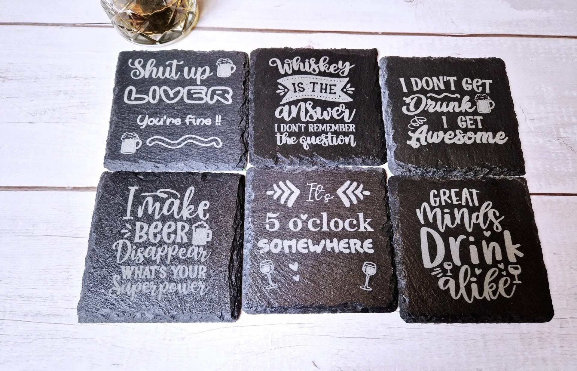 Friends Coasters for Drinks,Friends TV Show Merchandise,Funny Coasters Set  with Coaster Holder,Bamboo Coasters for Coffee Table,Friends TV Show
