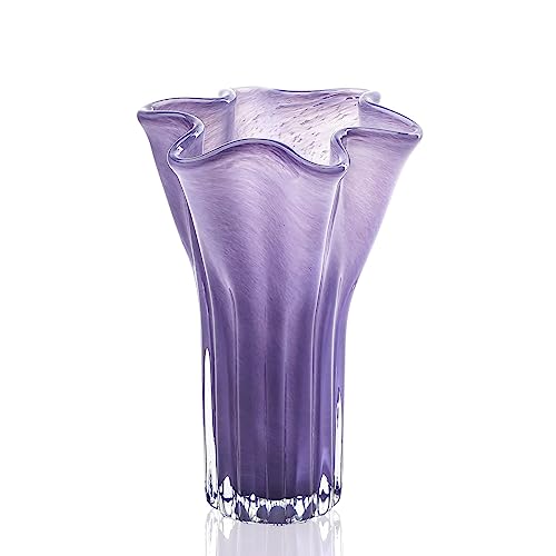 8'' Blown Glass Flower Vase (Purple)