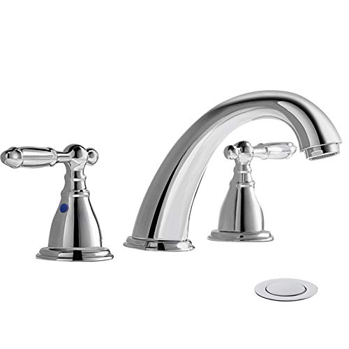 Phiestina Chrome 3-Hole Widespread Bathroom Faucet with Metal Pop Up Drain
