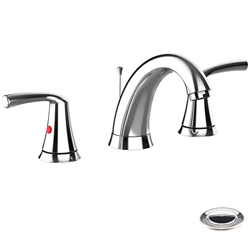 8 inch Widespread Chrome Bathroom Sink Faucet with Lift Drainage Control Device
