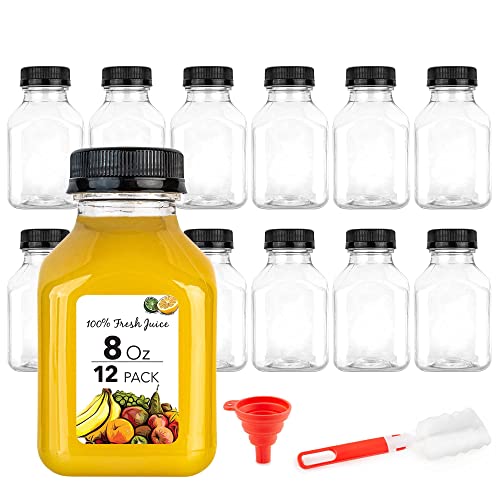 Norcalway 8 Oz Plastic Juice Bottles With Caps, Reusable