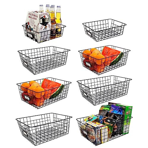 8 Pack XXXL Wire Storage Baskets with Labels