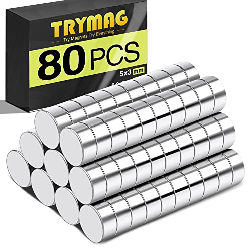 5x3mm Neodymium Disc Magnets - 80 Pack by TRYMAG