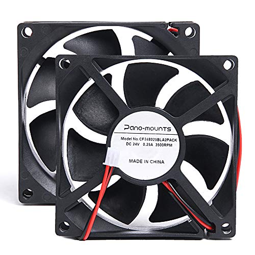 PANO-MOUNTS 24V DC 80mm High Speed PC Cooling Fan 2-Pack