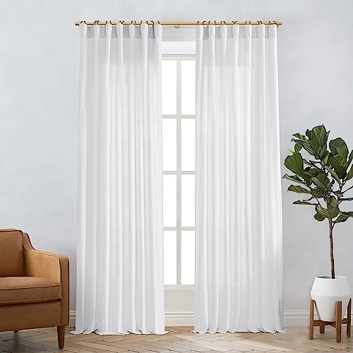 84 Inches Long Light Filtering Semi Sheer White Curtains