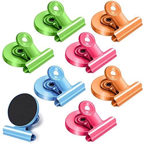 Ecurfu Bag Clips with Magnet, 12 Pack 6 Assorted Bright Colors Magnetic Clips for Refrigerator, Magnet Clips, Chip Clips, Bag Clips for Food Storage, Snack
