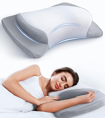 KHHMNB (2023 Upgrade) Side Sleeper Pillow for Neck and Shoulder Pain,  Cooling Pillow with Two Sides of Specially Designed-One Side Ice Silk, One  Side