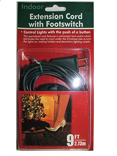 9 Foot Christmas Extension Cord with On/Off Foot Switch - UL Listed (Green)
