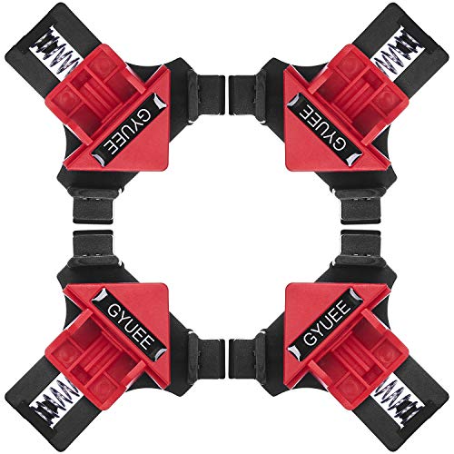 Adjustable Right Angle Woodworking Clamps - Set of 4 (Red) by GYUEE