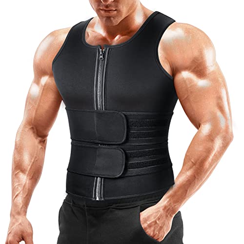 A+ Choice Men's Double Sweat Sauna Vest Waist Trainer for Belly Fat Slimming
