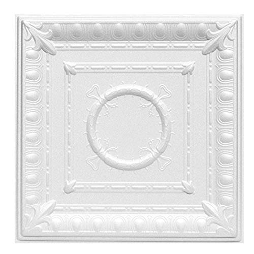 Romanesque Foam Glue-up Ceiling Tiles, Pack of 8, Plain White