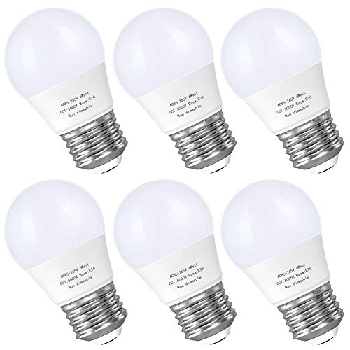A15 Led Bulb, E26 Base Appliance Light Bulb, 6W(60 Watt Incandescent Equivalent), Ceiling Fan Light Bulbs, 550 LM, Small Lightbulbs, Non-Dimmable