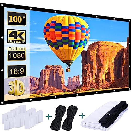 AAJK 100" Washable Portable Projector Screen for Home Theater