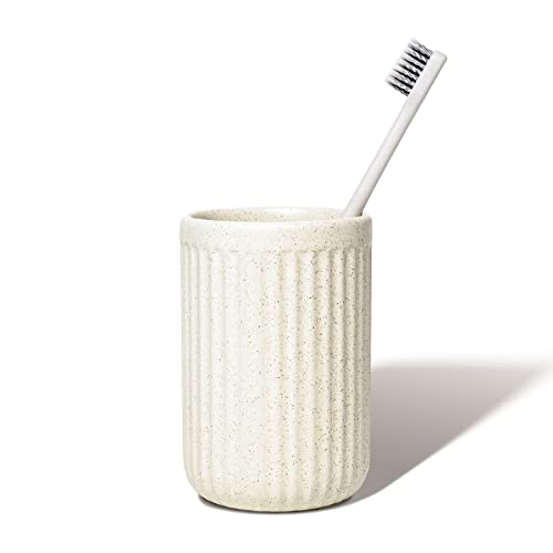 ABBI NIMO Beige Ceramic Toothbrush Holder