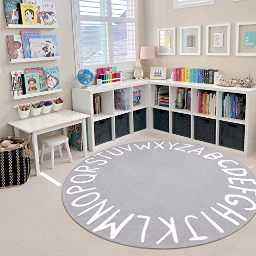 ABC Round Rug for Kids Bedroom