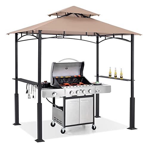 8'x5' Grill Gazebo Canopy with LED Light - Outdoor BBQ Shelter